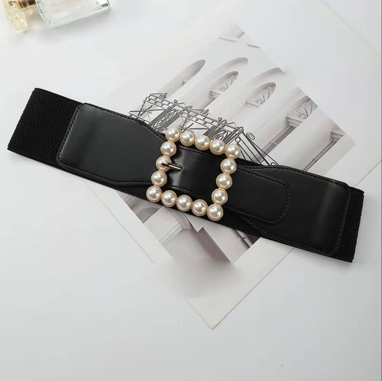 Pearl Buckle Stretch Belt