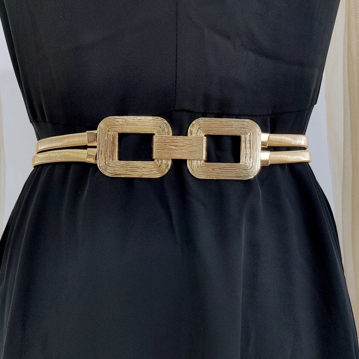 Buckle Stretch Waist Belt (Gold or Silver) Small/Medium / Gold Buckle Stretch Waist Belt (Gold or Silver) Small/Medium / Gold