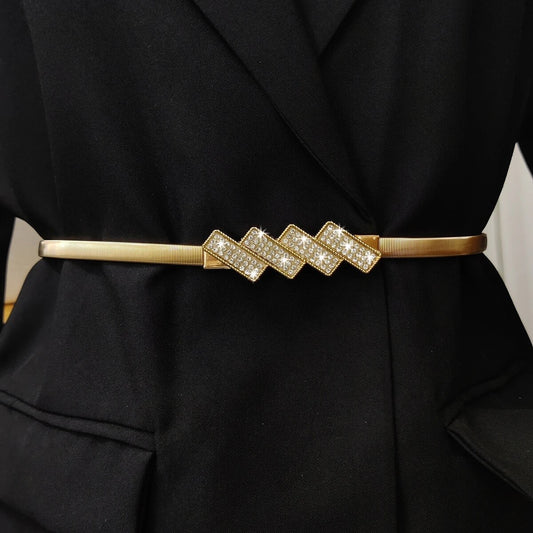 Diamante Waist Stretch Belt (Gold)