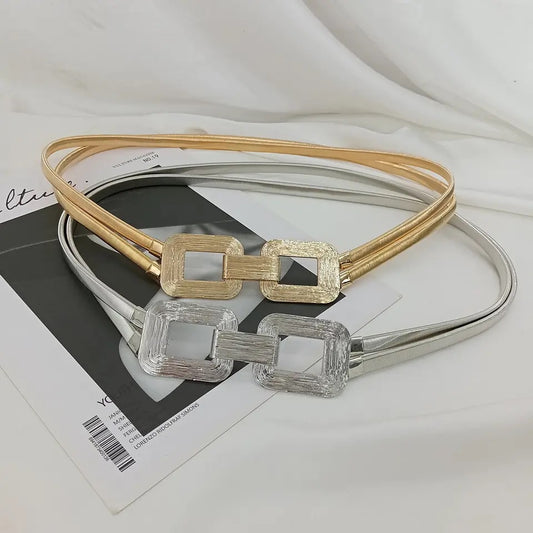Buckle Stretch Waist Belt (Gold or Silver)