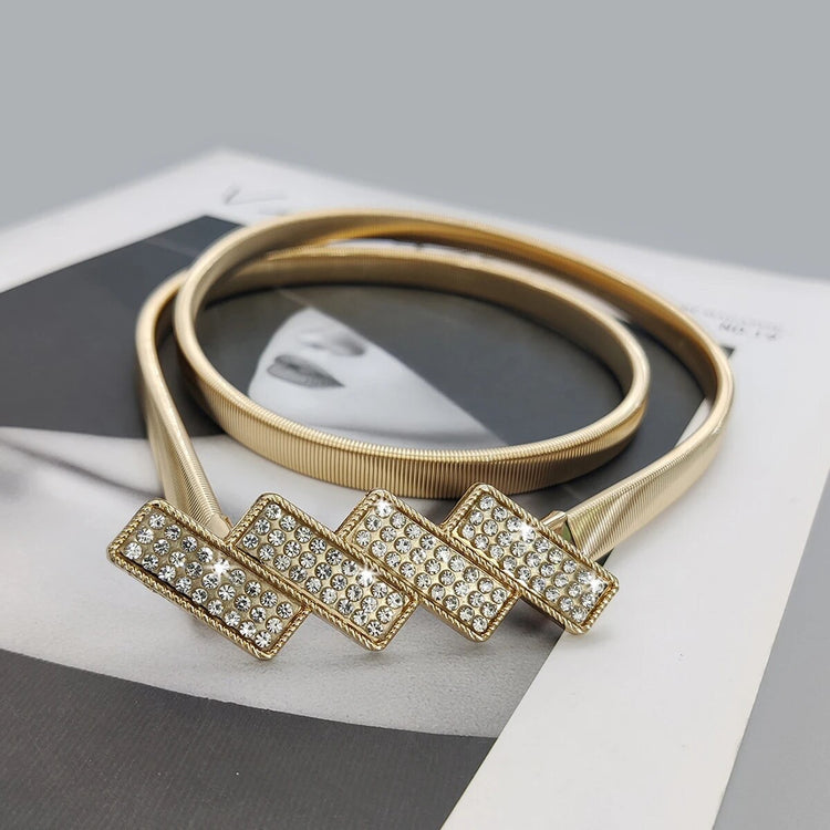 Diamante Waist Stretch Belt (Gold)