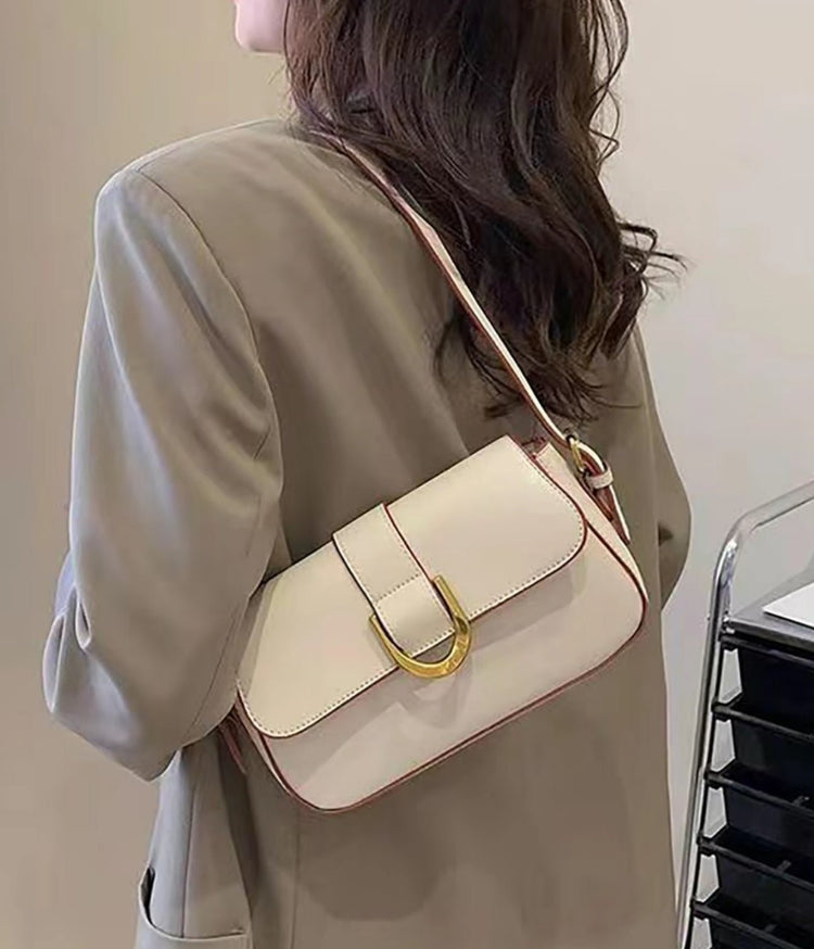 Delina Vegan Leather Handbag (White/Vino) - by MunekaWear