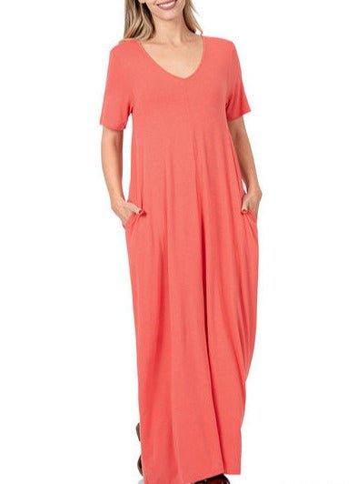 Ellie Maxi Dress (Coral) (Coral) - Dress by MunekaWear