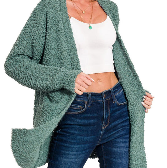 Serenity Cardigan Sweater- 11 Colors (Small) - popcorn cardigan sweater by MunekaWear