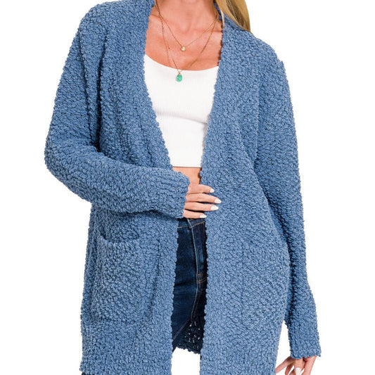 Serenity Cardigan Sweater- 11 Colors (Small) - popcorn cardigan sweater by MunekaWear