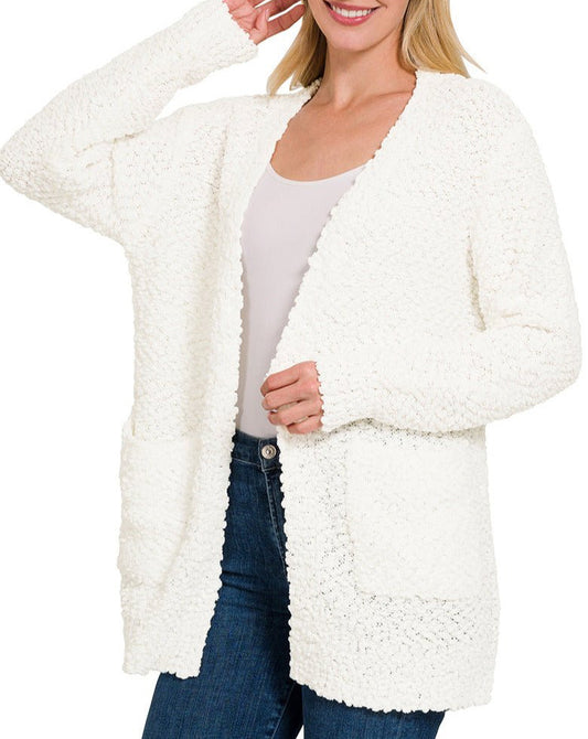 Serenity Cardigan Sweater- 6 Colors (Small) - popcorn cardigan sweater by MunekaWear