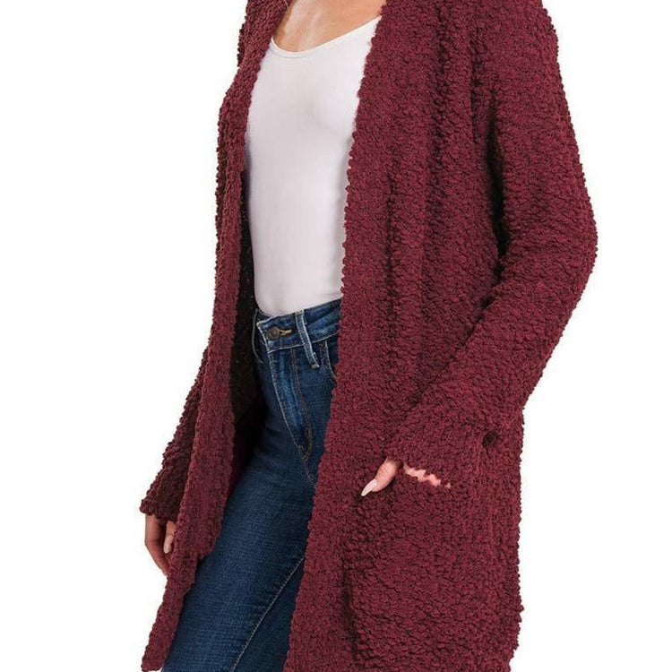 Serenity Cardigan Sweater- 6 Colors (Small) - popcorn cardigan sweater by MunekaWear