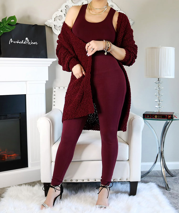 3 PC Serenity Cardigan Set (Vino)