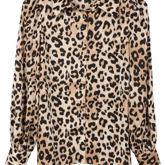 Satin leopard blouse