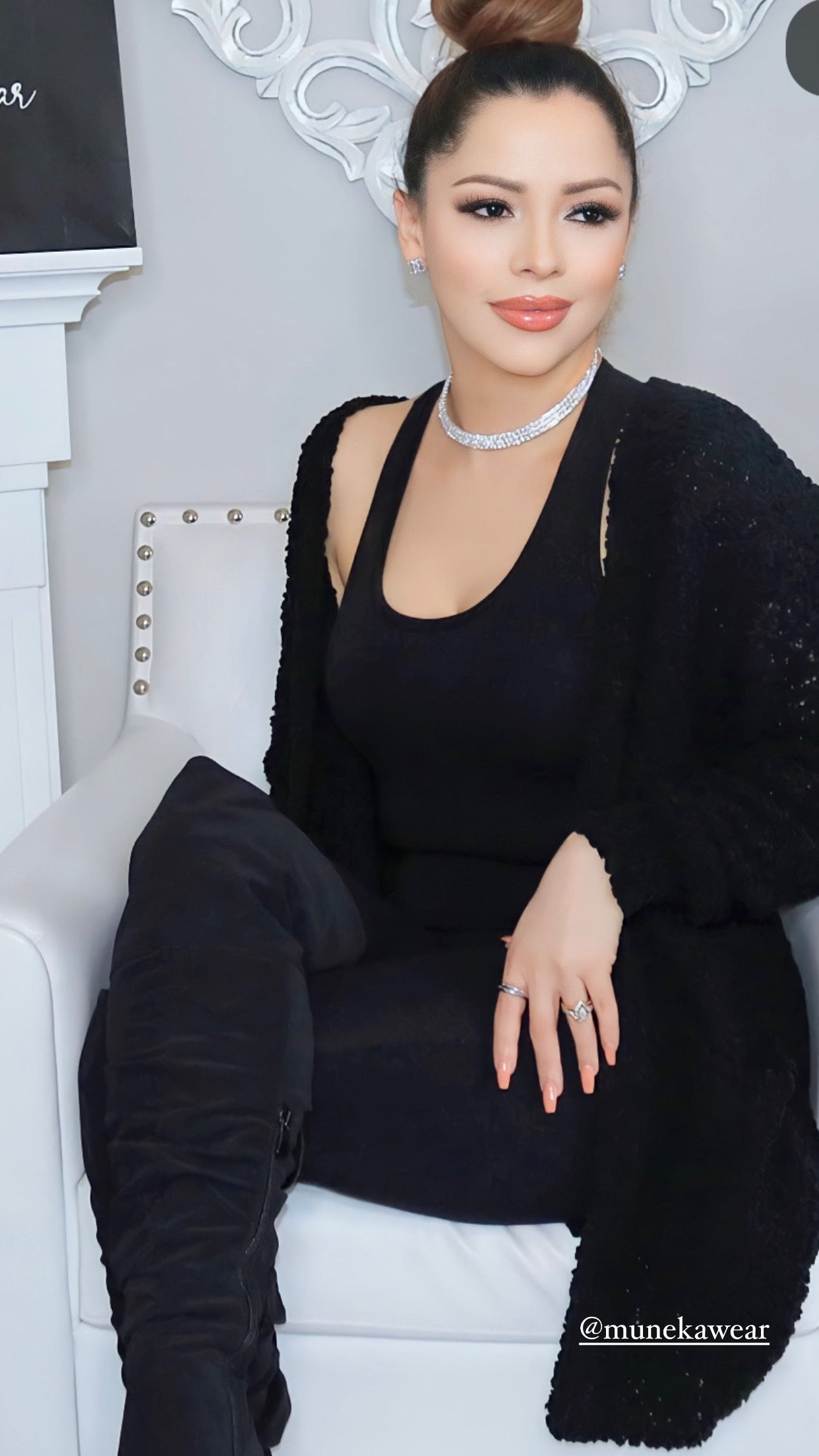 3pc Serenity Cardigan Set (Black) (Large) - Outfit Sets by MunekaWear