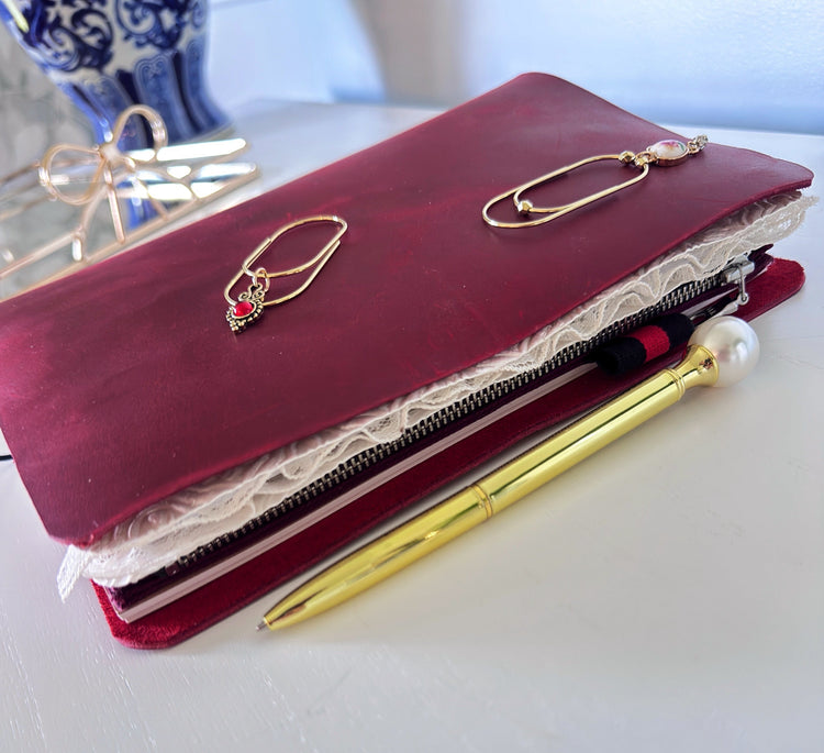 A5 Scarlet Bi-Fold Leather Journal
