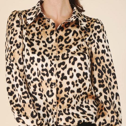 Satin leopard blouse