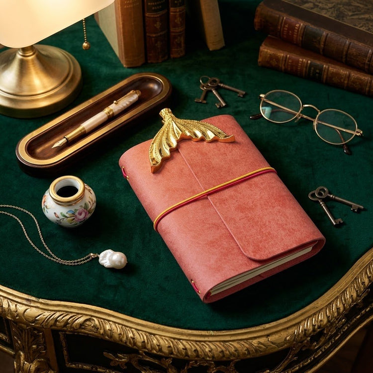 A5 Pueblo Pink Tri-fold Leather Journal (Journal Cover Only) - by MunekaWear