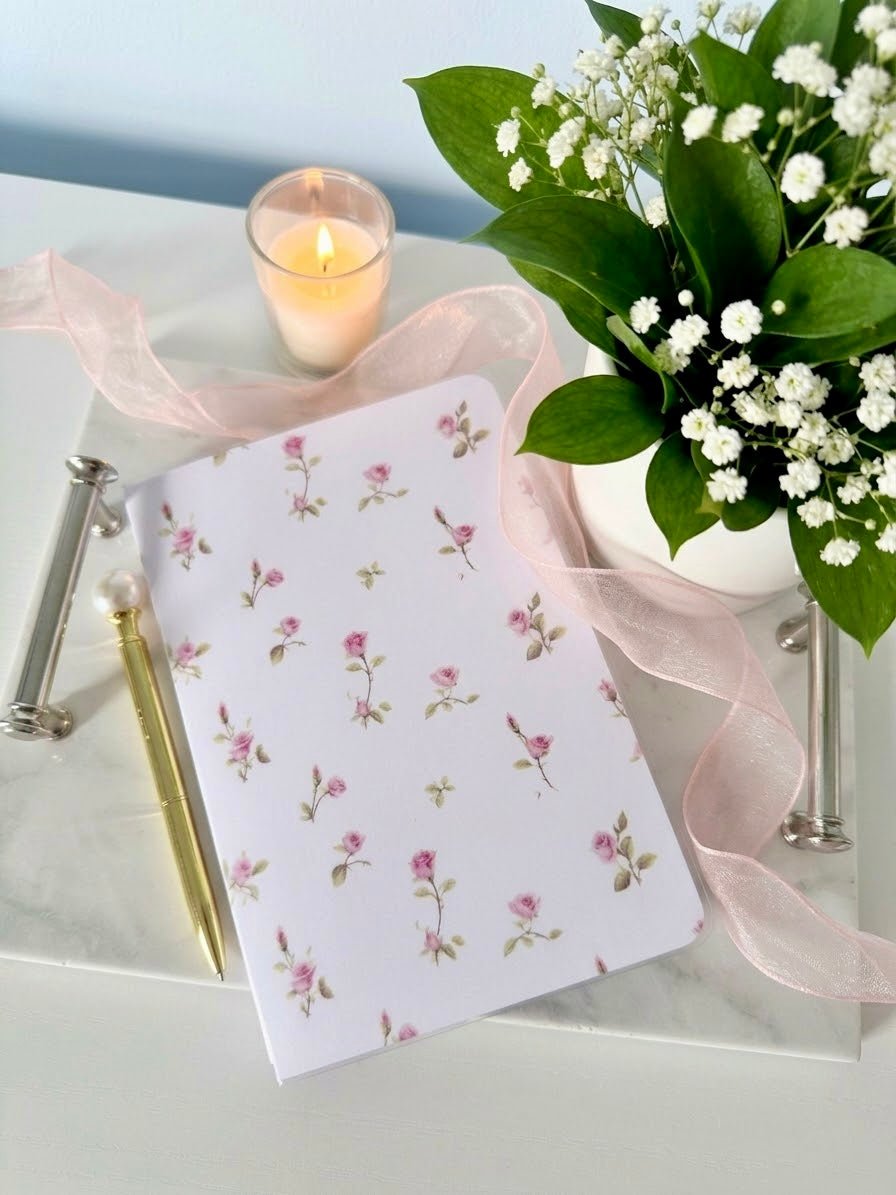 A5 Shabby Chic Rosebud Single Notebook () - by MunekaWear