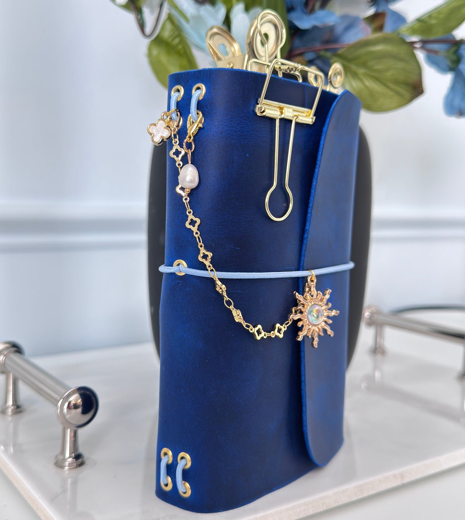 A6 Tri-fold Cobalt Blue Journal () - by MunekaWear