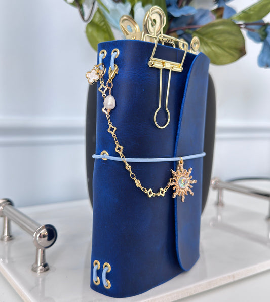 A6 Tri-fold Cobalt Blue Journal () - by MunekaWear