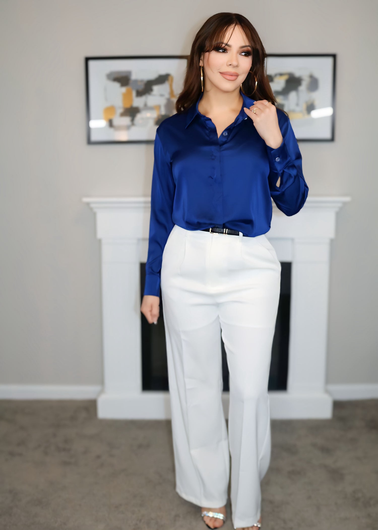 Anastasia Satin Blouses (13 colors) (Small) - Shirts & Tops by MunekaWear