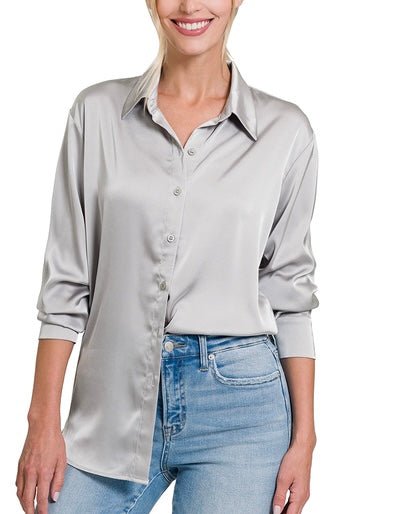 Anastasia Satin Blouses (13 colors) (Small) - Shirts & Tops by MunekaWear