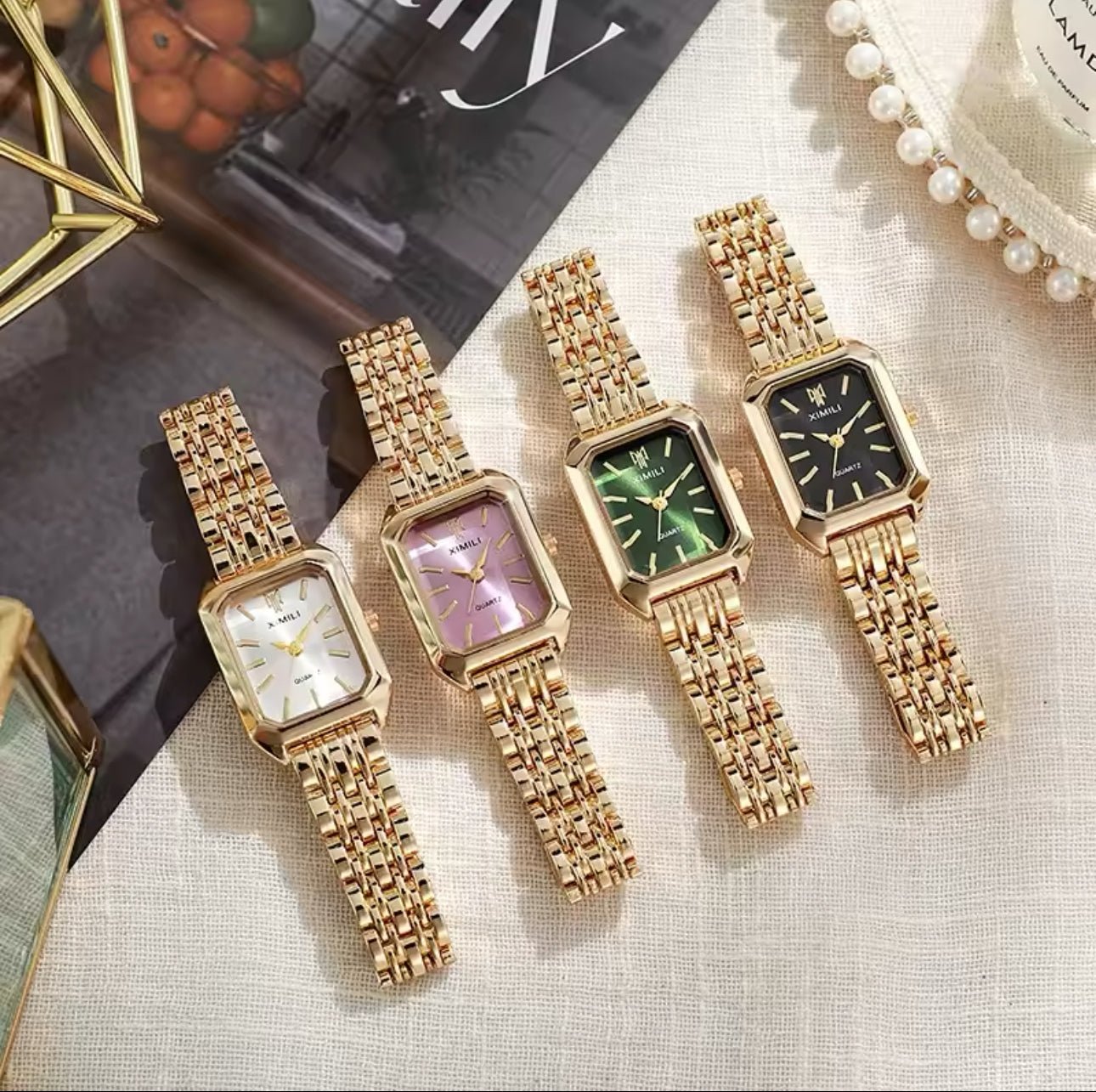 Aura Timeless Quartz Watch (Gold/White) - Watch by MunekaWear