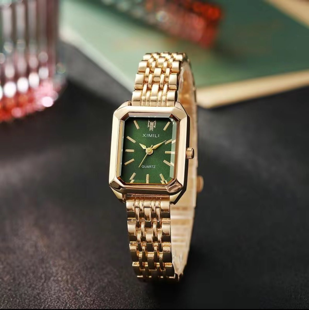Aura Timeless Quartz Watch -Green/Gold () - Watch by MunekaWear
