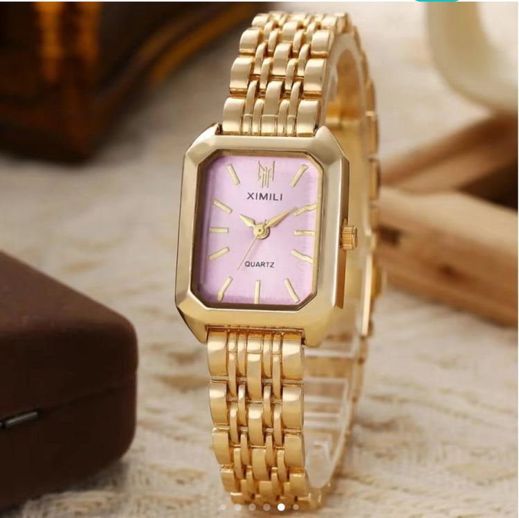 Aura Timeless Quartz Watch -Pink/Gold () - Watch by MunekaWear