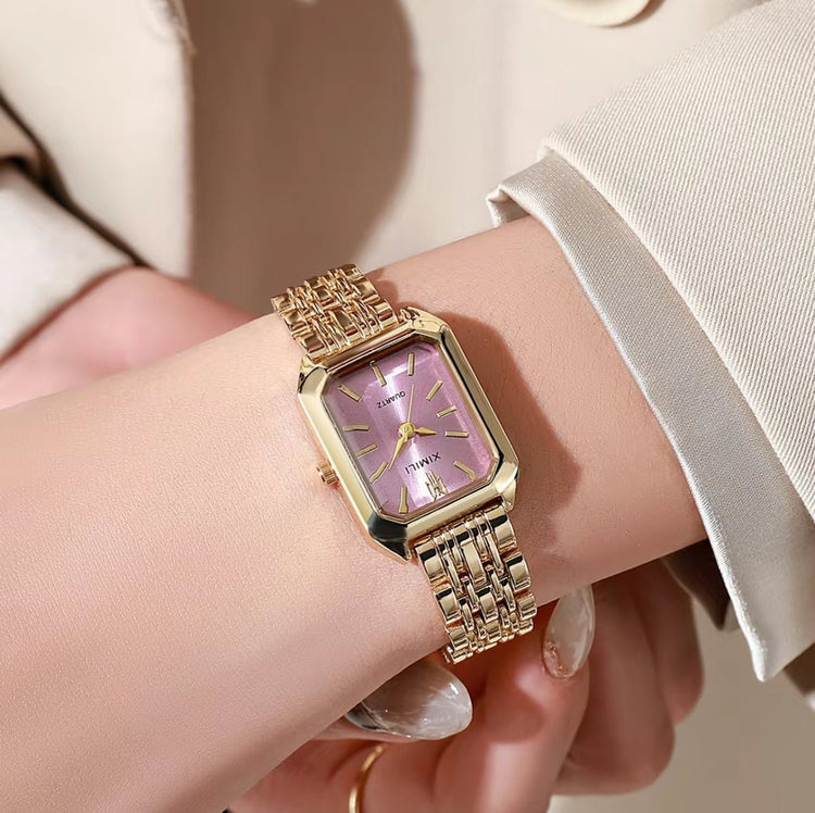Aura Timeless Quartz Watch -Pink/Gold () - Watch by MunekaWear