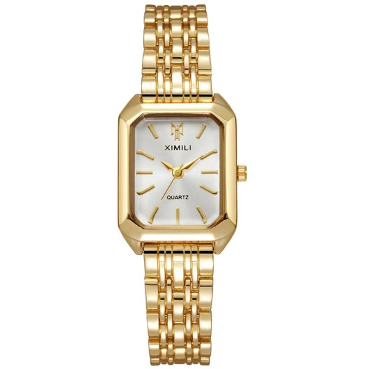 Aura Timeless Quartz Watch -White/Gold () - Watch by MunekaWear