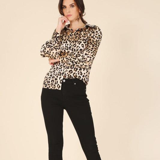 Satin leopard blouse