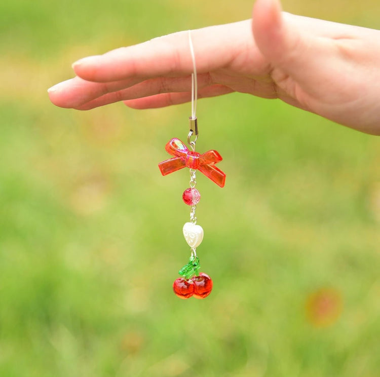 Cherry Phone Charm/ Keychain Pendant (Red) - novelties by MunekaWear