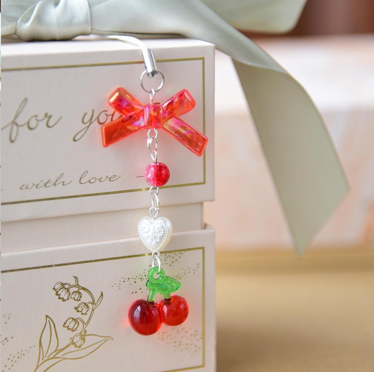Cherry Phone Charm/ Keychain Pendant (Red) - novelties by MunekaWear