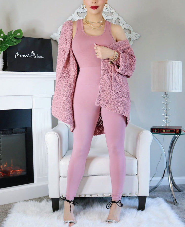 Cotton Bodysuit & Leggings Set (Rose Petal) - by MunekaWear