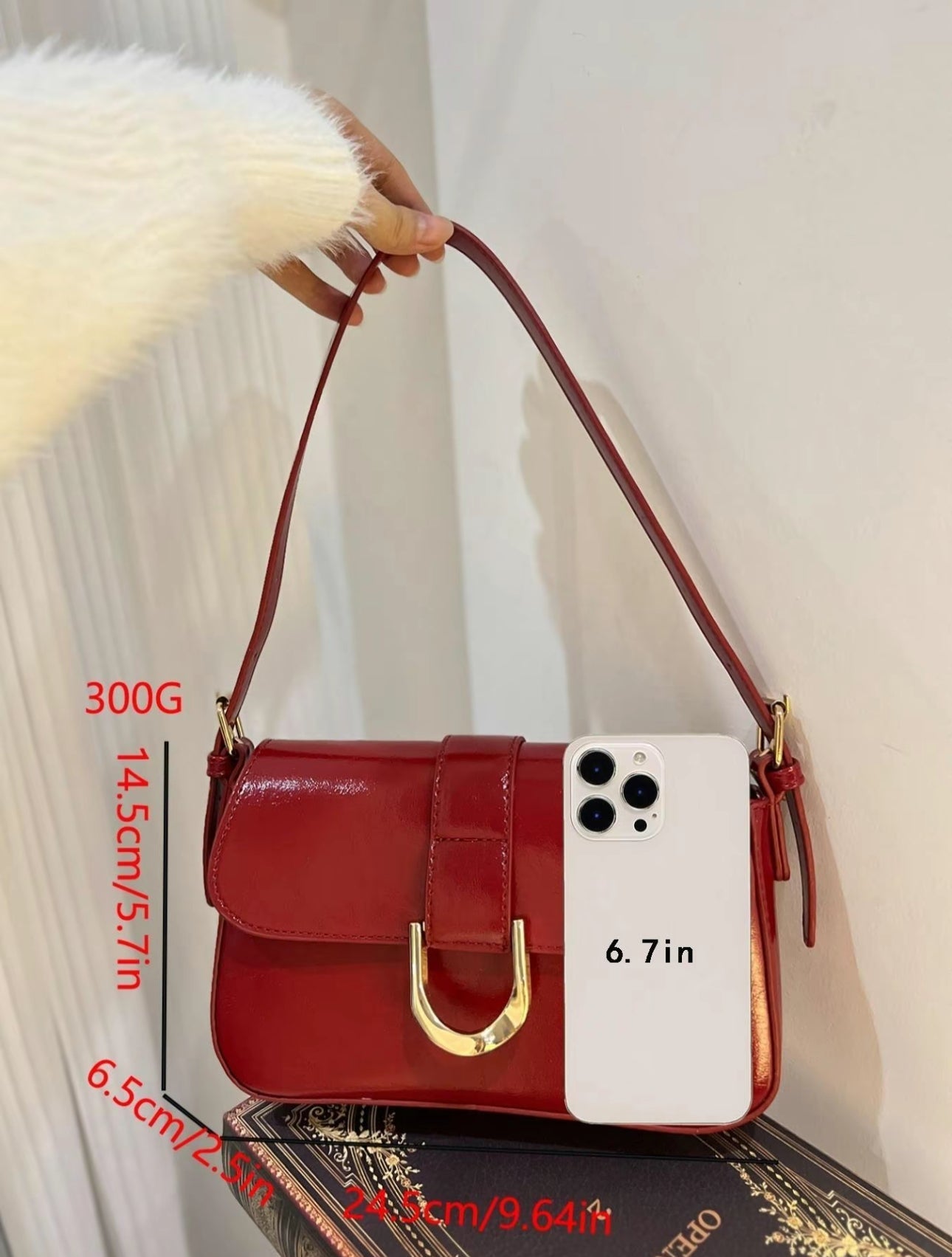 Delina Vegan Leather Handbag (Cherry Red) - by MunekaWear