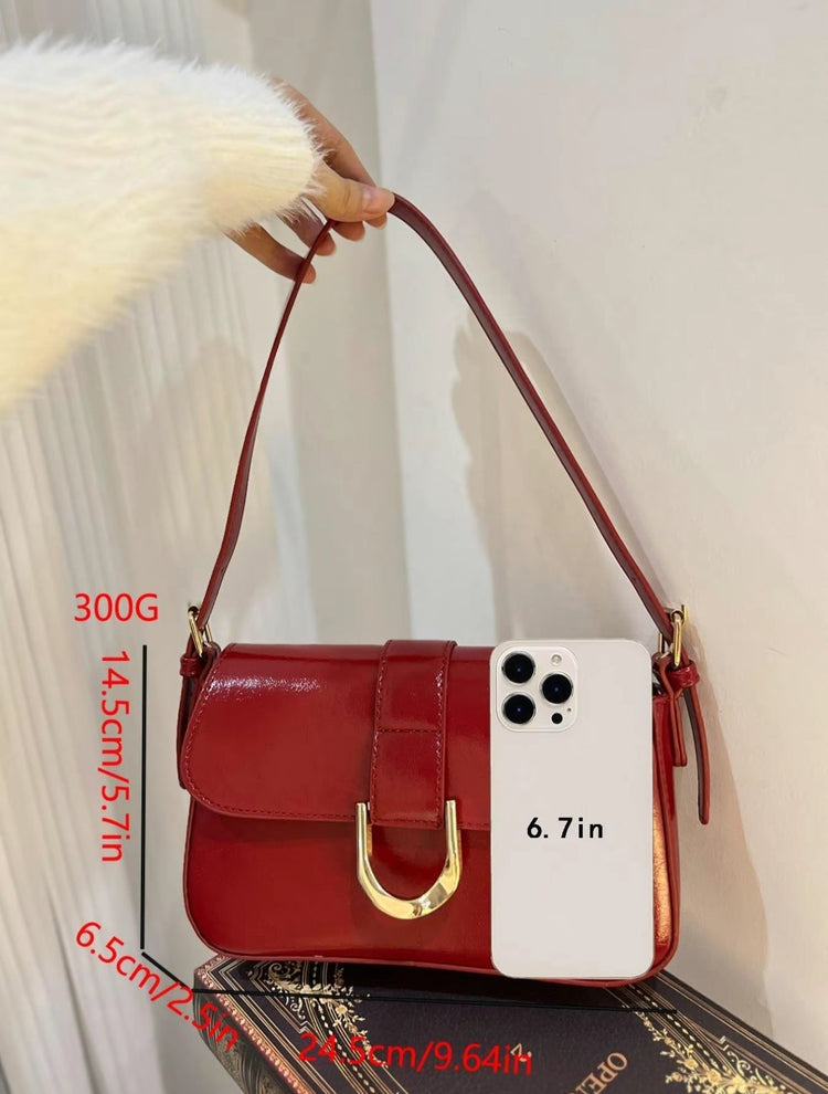Delina Vegan Leather Handbag (Cherry Red) - by MunekaWear