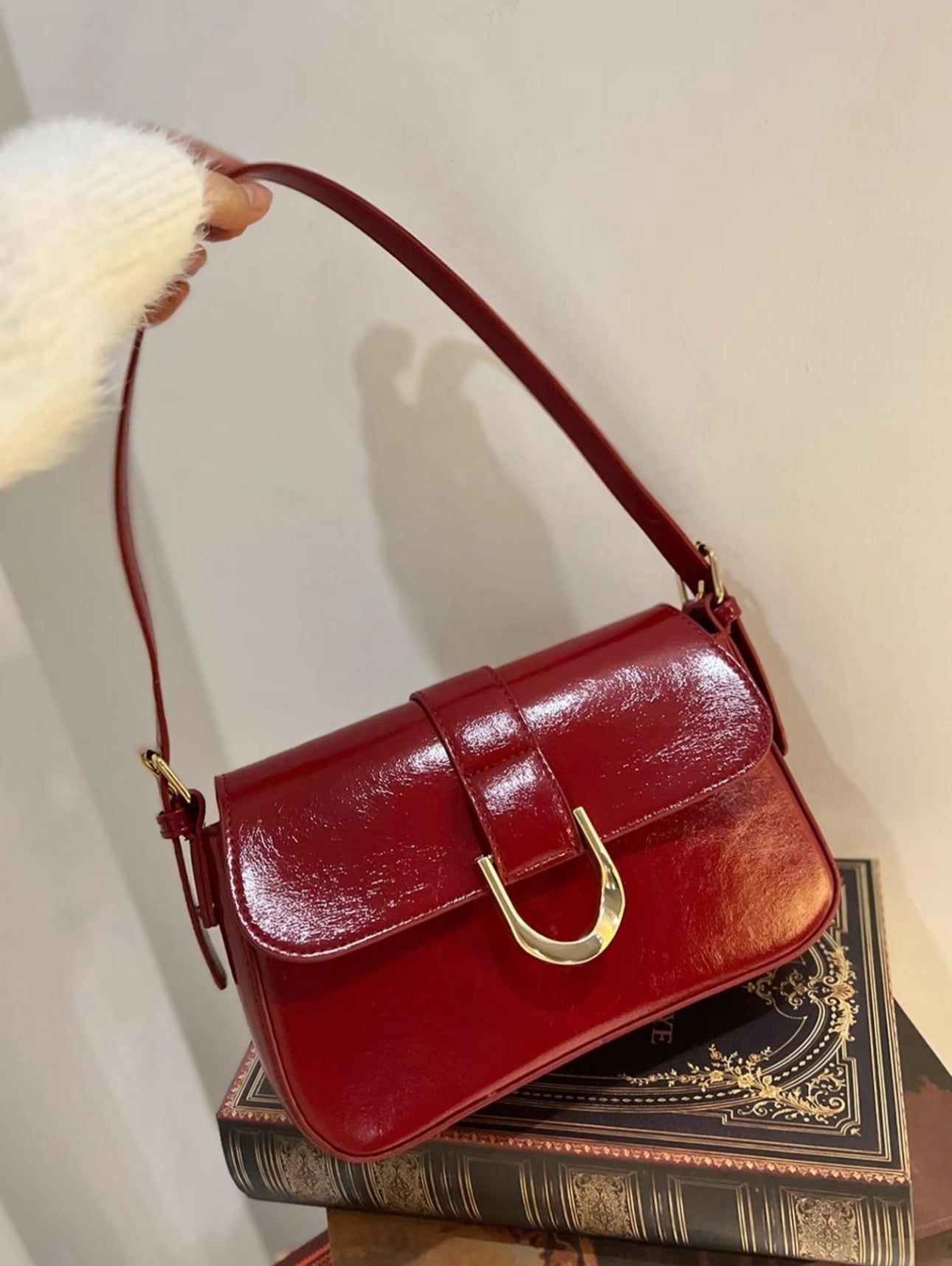 Delina Vegan Leather Handbag (Cherry Red) - by MunekaWear