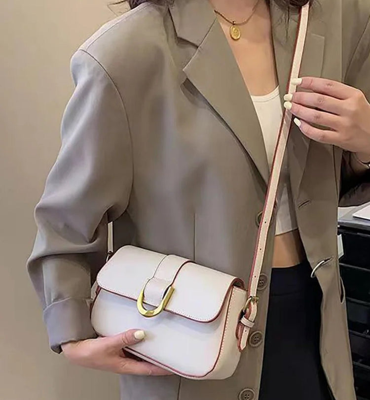 Delina Vegan Leather Handbag (White/Vino) - by MunekaWear