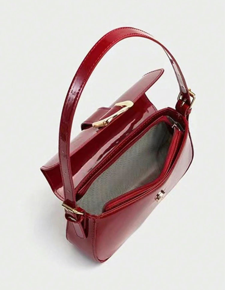 Delina Vegan Leather Handbag (Cherry Red) - by MunekaWear