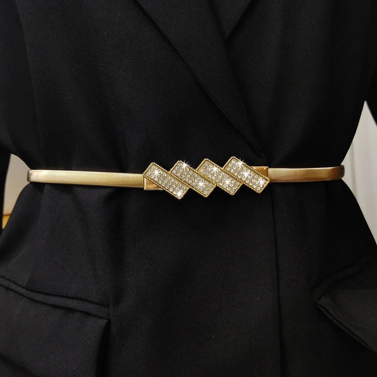 Diamante Waist Stretch Belt (Gold) (Small/Medium) - by MunekaWear