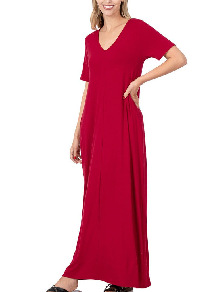Ellie Maxi Dress (Deep Red) (Deep Red) - Dress by MunekaWear