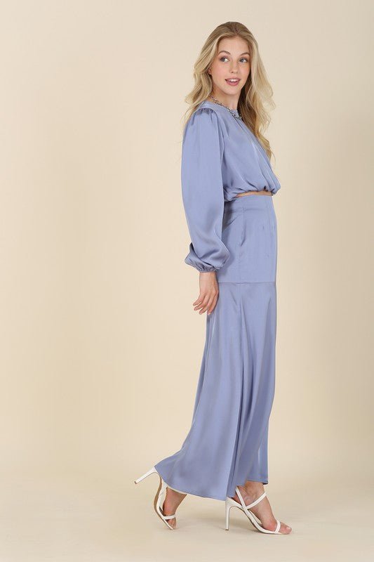 Harmony Satin Mermaid Set (Blue) (Blue) - Outfit by MunekaWear