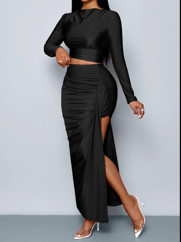 Layla 2PC Set (comes in 3 colors) (Black) - by MunekaWear