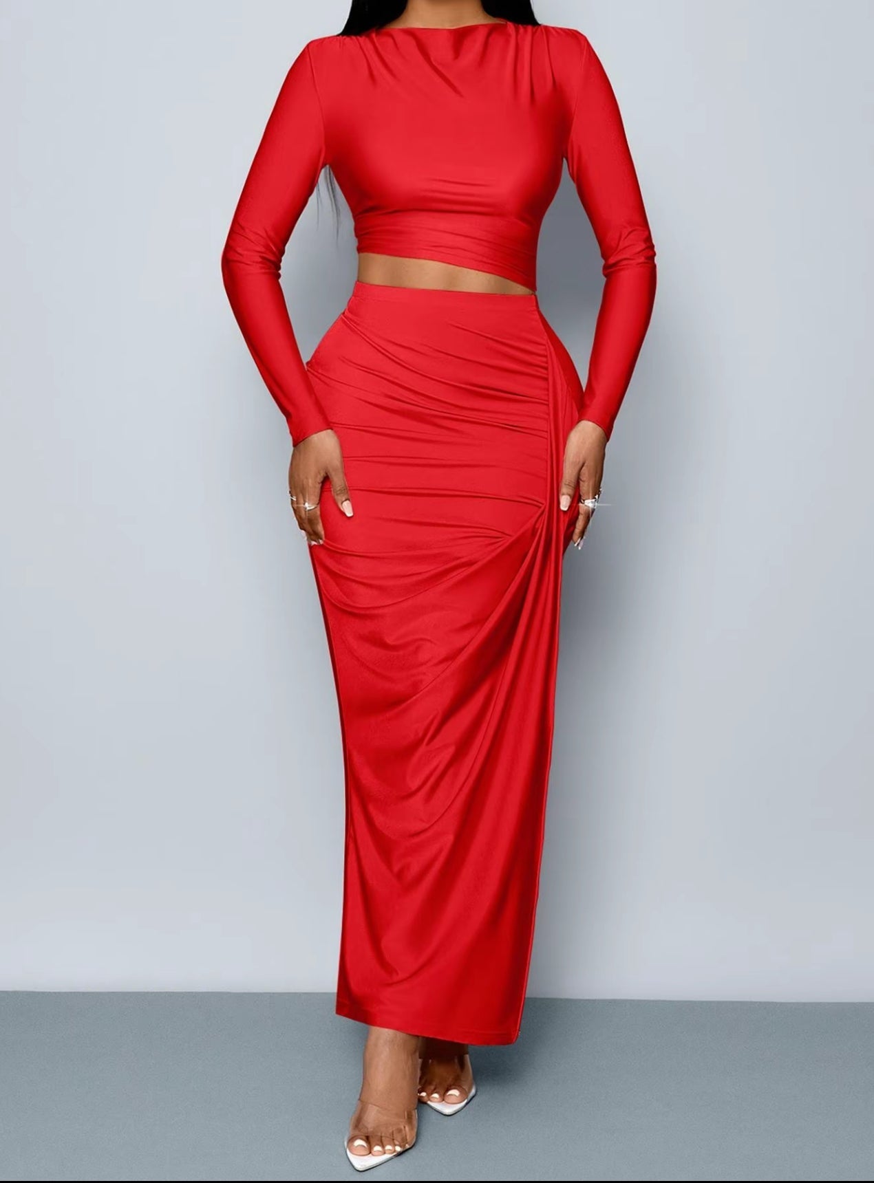 Layla 2PC Set (Ruby Red) (Ruby Red) - by MunekaWear