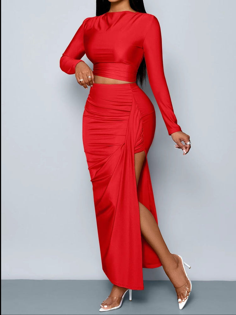 Layla 2PC Set (Ruby Red) (Ruby Red) - by MunekaWear