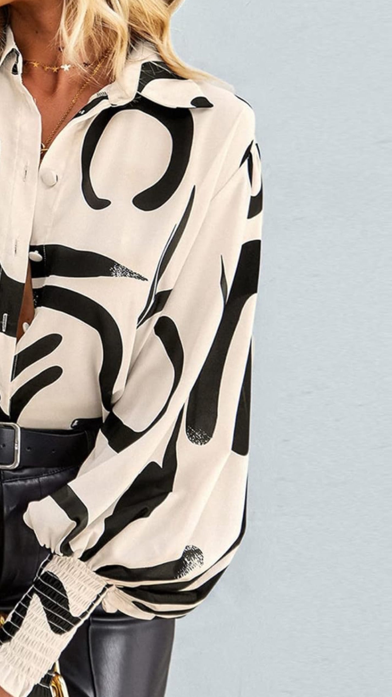 Magnolia Blouse (Abstract) (Ivory) - by MunekaWear