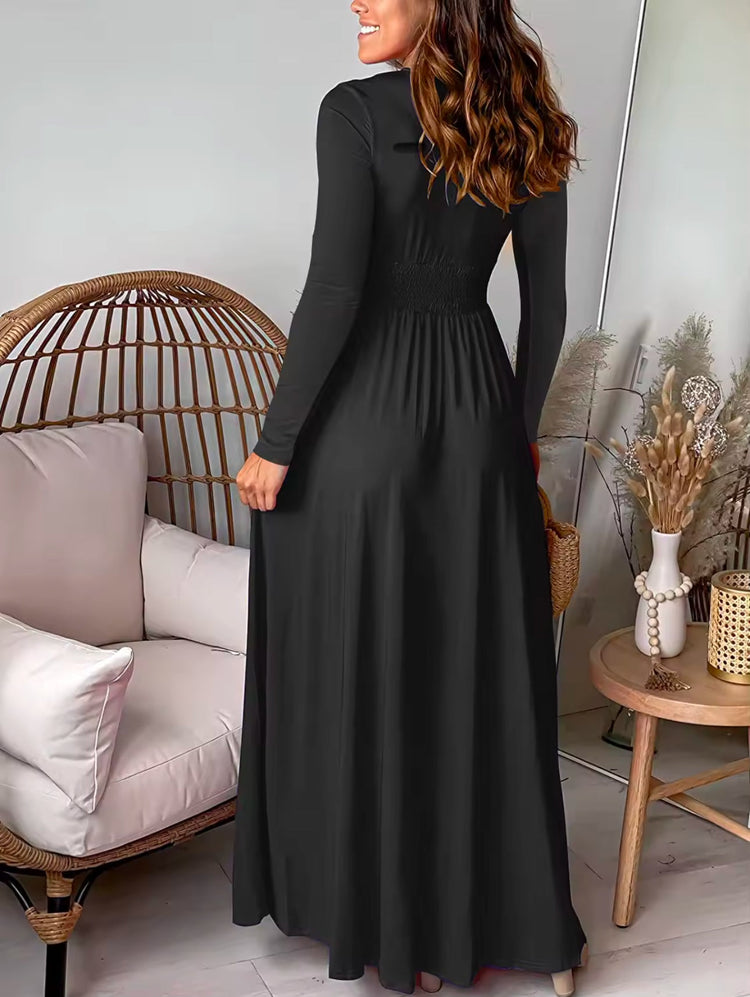 Olivia Elegant Maxi Dress (2 Colors) (Black) - Dresses by MunekaWear