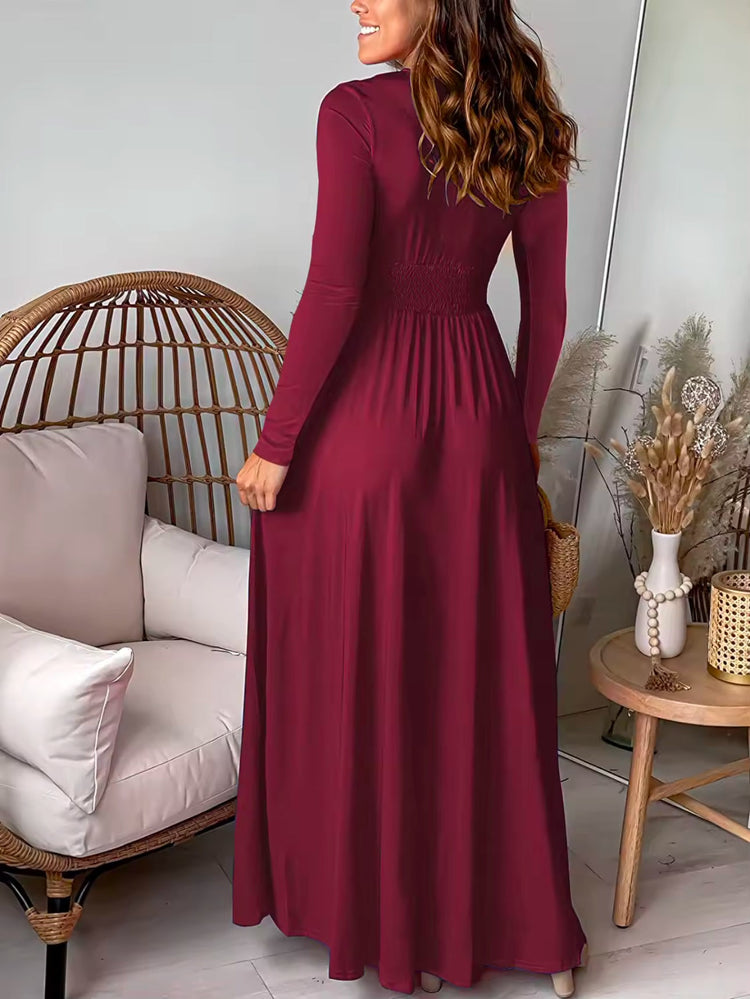 Olivia Elegant Maxi Dress (2 Colors) (Vino (Burgundy)) - Dresses by MunekaWear