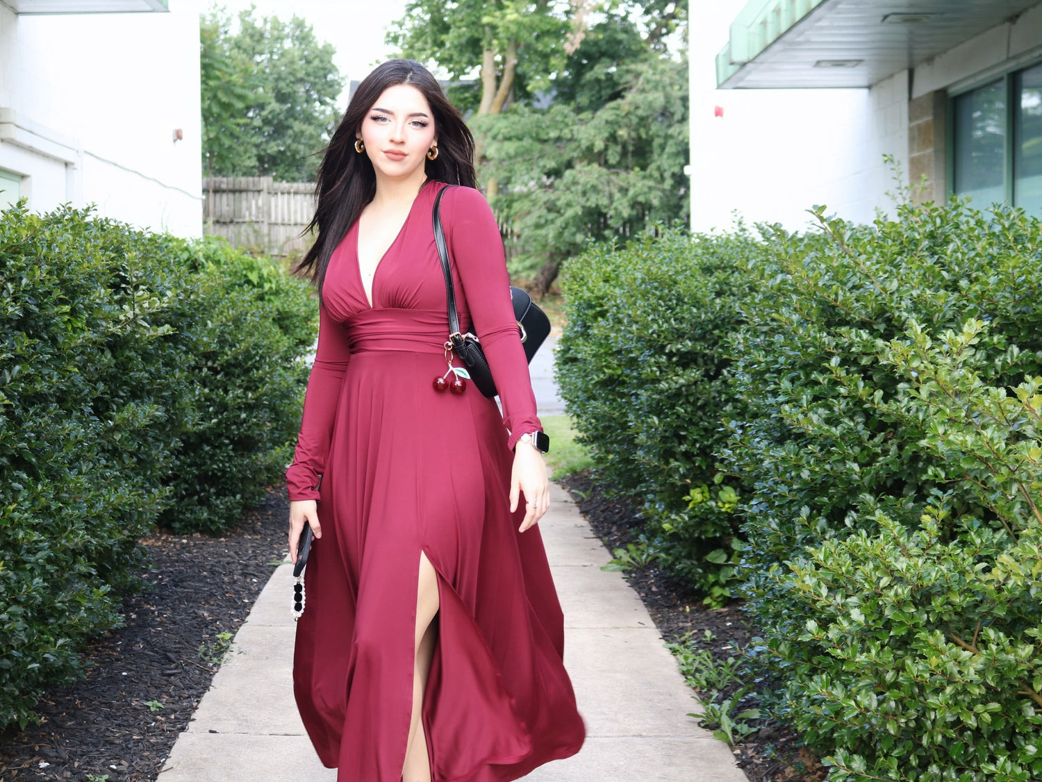 Olivia Elegant Maxi Dress (2 Colors) (Vino (Burgundy)) - Dresses by MunekaWear