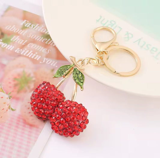 Rhinestone Cherry Charm/Keychain (Cherry Red) - by MunekaWear