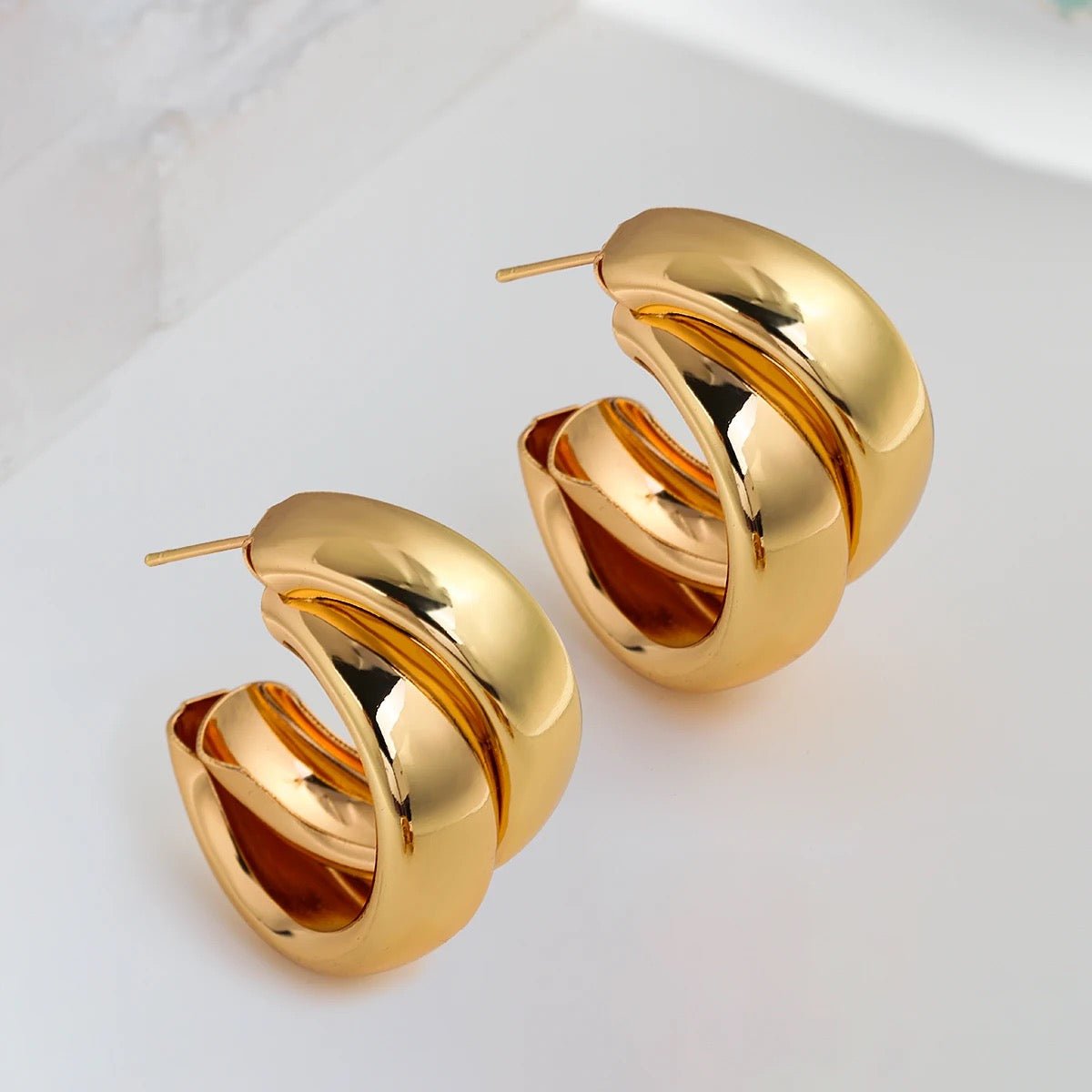 Sacile Double Hoop Earrings (Gold) - Jewelry by MunekaWear