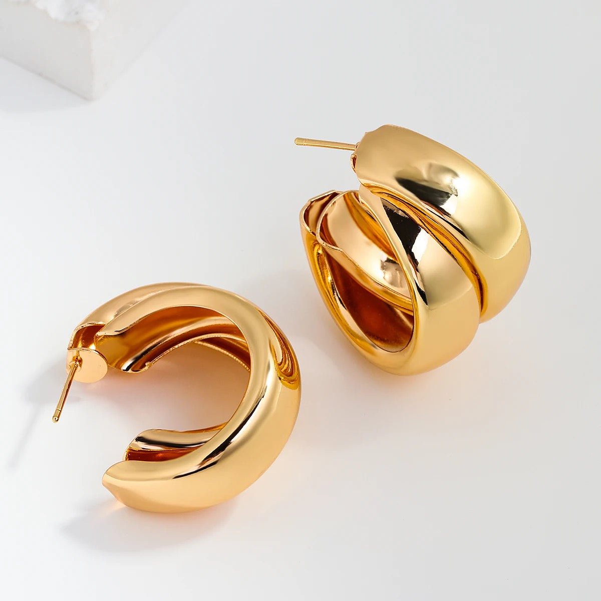 Sacile Double Hoop Earrings (Gold) - Jewelry by MunekaWear