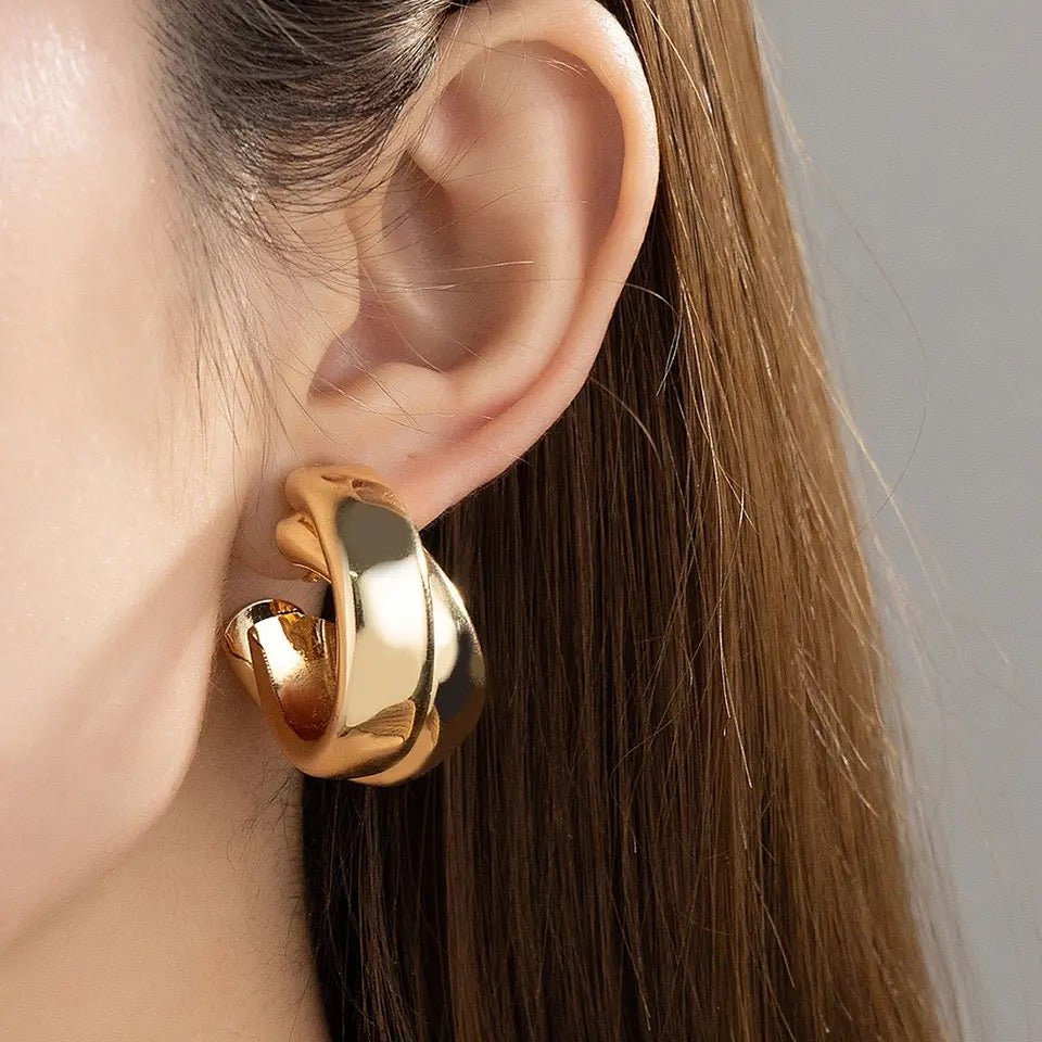 Sacile Double Hoop Earrings (Gold) - Jewelry by MunekaWear
